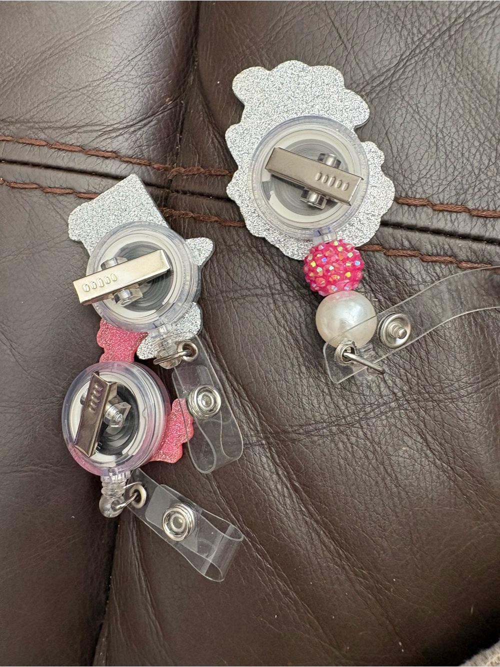 Pink Goose & Ghost Badge Reel Set - Cute accessories festive Halloween fall fun - Picture 2 of 4